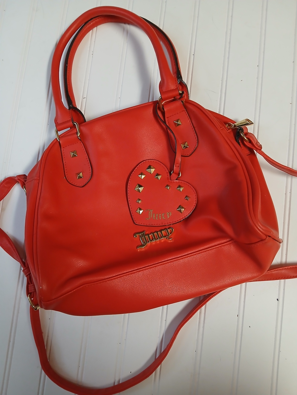Juicy Couture All Out Of Love Red Heart Studded Satchel Bag